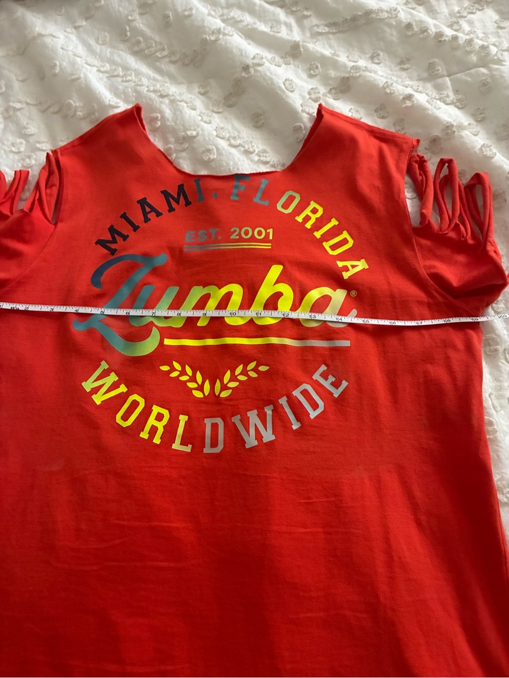 Zumba Orange Cold-Shoulder Logo Tee with Multicolor Print - Picture 9 of 12